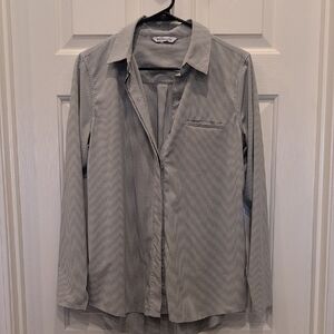 Sporty Athleta Greenish-Gray Striped Stretchy Top